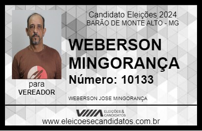 Candidato WEBERSON MINGORANÇA  2024 - BARÃO DE MONTE ALTO - Eleições