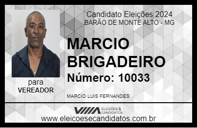 Candidato MARCIO BRIGADEIRO 2024 - BARÃO DE MONTE ALTO - Eleições