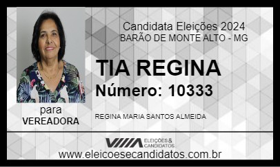 Candidato TIA REGINA 2024 - BARÃO DE MONTE ALTO - Eleições