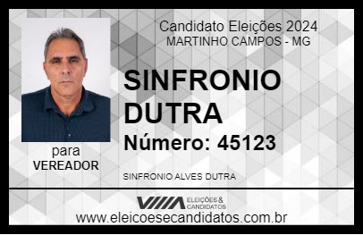 Candidato SINFRONIO DUTRA 2024 - MARTINHO CAMPOS - Eleições