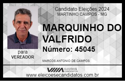 Candidato MARQUINHO DO VALFRIDO 2024 - MARTINHO CAMPOS - Eleições