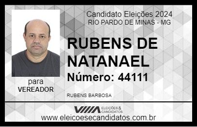 Candidato RUBENS DE NATANAEL 2024 - RIO PARDO DE MINAS - Eleições