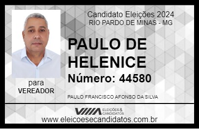 Candidato PAULO DE HELENICE 2024 - RIO PARDO DE MINAS - Eleições