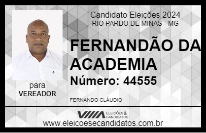 Candidato FERNANDÃO DA ACADEMIA 2024 - RIO PARDO DE MINAS - Eleições