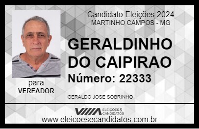 Candidato GERALDINHO DO CAIPIRAO 2024 - MARTINHO CAMPOS - Eleições