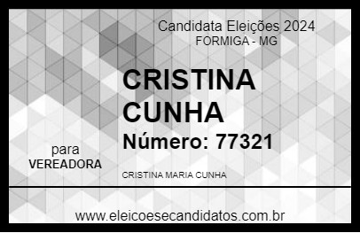 Candidato CRISTINA CUNHA 2024 - FORMIGA - Eleições