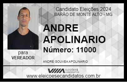 Candidato ANDRE APOLINARIO 2024 - BARÃO DE MONTE ALTO - Eleições