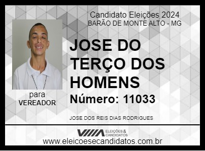 Candidato JOSE DO TERÇO DOS HOMENS 2024 - BARÃO DE MONTE ALTO - Eleições