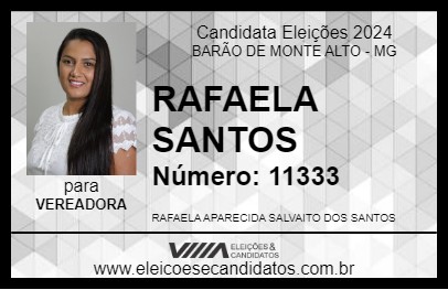 Candidato RAFAELA SANTOS 2024 - BARÃO DE MONTE ALTO - Eleições