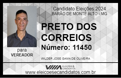 Candidato PRETO DA DONA TEREZA 2024 - BARÃO DE MONTE ALTO - Eleições