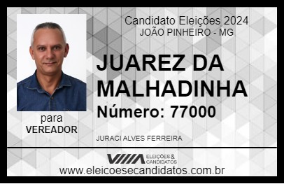 Candidato JUAREZ DA MALHADINHA 2024 - JOÃO PINHEIRO - Eleições