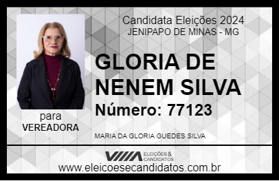 Candidato GLORIA DE NENEM SILVA 2024 - JENIPAPO DE MINAS - Eleições