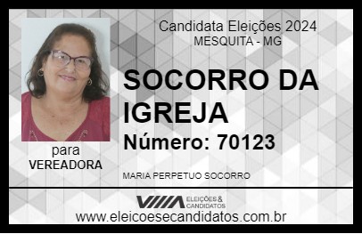 Candidato SOCORRO DA IGREJA 2024 - MESQUITA - Eleições