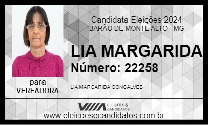 Candidato LIA MARGARIDA 2024 - BARÃO DE MONTE ALTO - Eleições