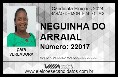 Candidato NEGUINHA DO ARRAIAL 2024 - BARÃO DE MONTE ALTO - Eleições