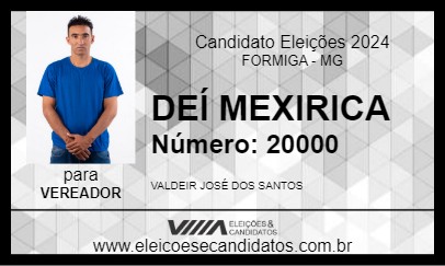 Candidato DEÍ MEXIRICA 2024 - FORMIGA - Eleições