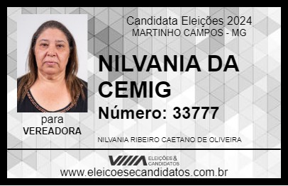 Candidato NILVANIA DA CEMIG 2024 - MARTINHO CAMPOS - Eleições