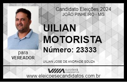 Candidato UILIAN MOTORISTA 2024 - JOÃO PINHEIRO - Eleições