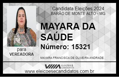 Candidato MAYARA DA SAÚDE 2024 - BARÃO DE MONTE ALTO - Eleições