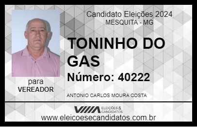 Candidato TONINHO DO GAS 2024 - MESQUITA - Eleições