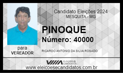 Candidato PINOQUE 2024 - MESQUITA - Eleições