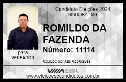 Candidato ROMILDO DA FAZENDA 2024 - NINHEIRA - Eleições