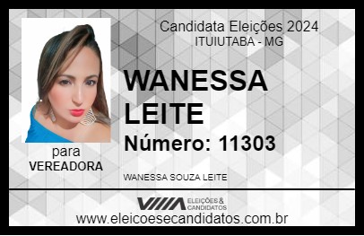 Candidato WANESSA LEITE 2024 - ITUIUTABA - Eleições