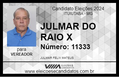 Candidato JULMAR DO RAIO X 2024 - ITUIUTABA - Eleições