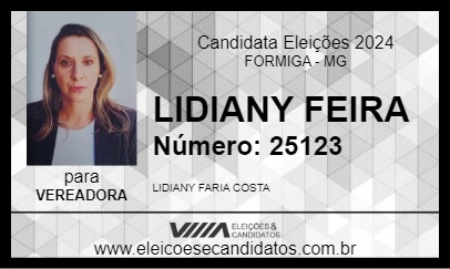 Candidato LIDIANY FEIRA 2024 - FORMIGA - Eleições