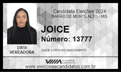 Candidato JOICE 2024 - BARÃO DE MONTE ALTO - Eleições