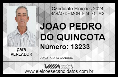 Candidato JOAO PEDRO DO QUINCOTA 2024 - BARÃO DE MONTE ALTO - Eleições