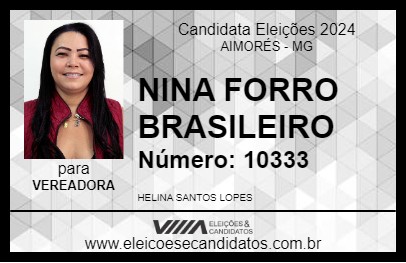 Candidato NINA FORRO BRASILEIRO 2024 - AIMORÉS - Eleições