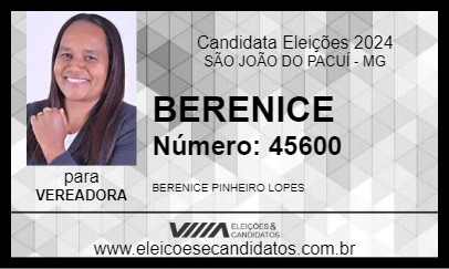 Candidato BERENICE 2024 - SÃO JOÃO DO PACUÍ - Eleições