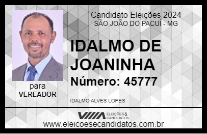 Candidato IDALMO DE JOANINHA 2024 - SÃO JOÃO DO PACUÍ - Eleições