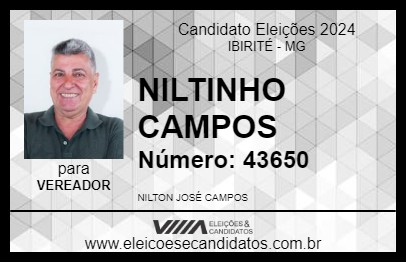 Candidato NILTINHO CAMPOS 2024 - IBIRITÉ - Eleições