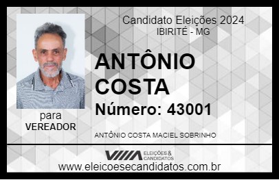 Candidato ANTÔNIO COSTA 2024 - IBIRITÉ - Eleições