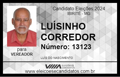 Candidato LUÍSINHO CORREDOR 2024 - IBIRITÉ - Eleições