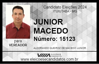 Candidato JUNIOR MACEDO 2024 - ITUIUTABA - Eleições