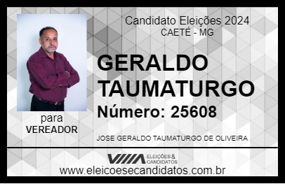 Candidato GERALDO TAUMATURGO 2024 - CAETÉ - Eleições