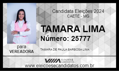 Candidato TAMARA LIMA 2024 - CAETÉ - Eleições