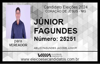 Candidato JÚNIOR FAGUNDES 2024 - CORAÇÃO DE JESUS - Eleições