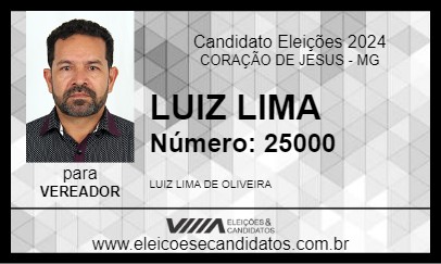 Candidato LUIZ LIMA 2024 - CORAÇÃO DE JESUS - Eleições