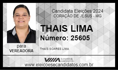 Candidato THAIS LIMA 2024 - CORAÇÃO DE JESUS - Eleições