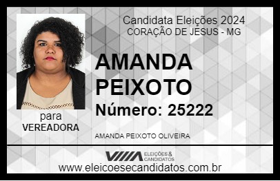 Candidato AMANDA PEIXOTO  2024 - CORAÇÃO DE JESUS - Eleições