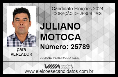 Candidato JULIANO MOTOCA 2024 - CORAÇÃO DE JESUS - Eleições