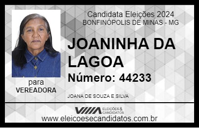 Candidato JOANINHA DA LAGOA 2024 - BONFINÓPOLIS DE MINAS - Eleições