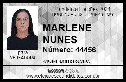 Candidato MARLENE NUNES 2024 - BONFINÓPOLIS DE MINAS - Eleições