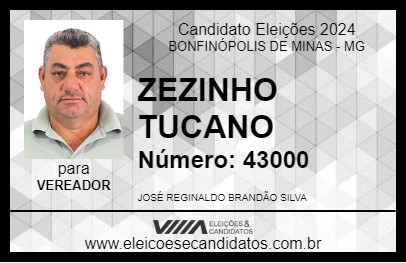 Candidato ZEZINHO TUCANO 2024 - BONFINÓPOLIS DE MINAS - Eleições