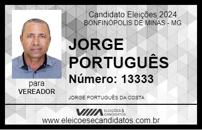 Candidato JORGE PORTUGUÊS 2024 - BONFINÓPOLIS DE MINAS - Eleições