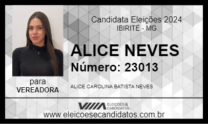 Candidato ALICE NEVES 2024 - IBIRITÉ - Eleições